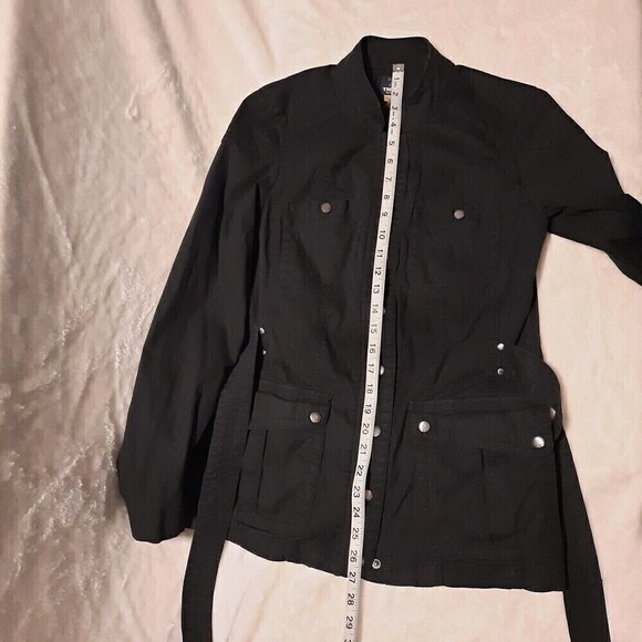 Tribal Denime Women's Black Denim Coat Military Style Size Small - Picture 9 of 9